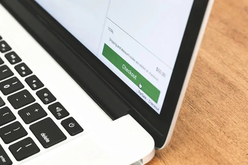 Checkout button on laptop screen