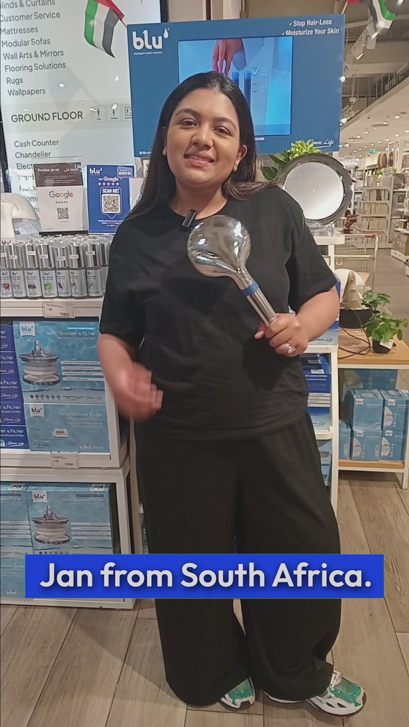Jan from South Africa talking about the blu Ionic Shower Head & Filter