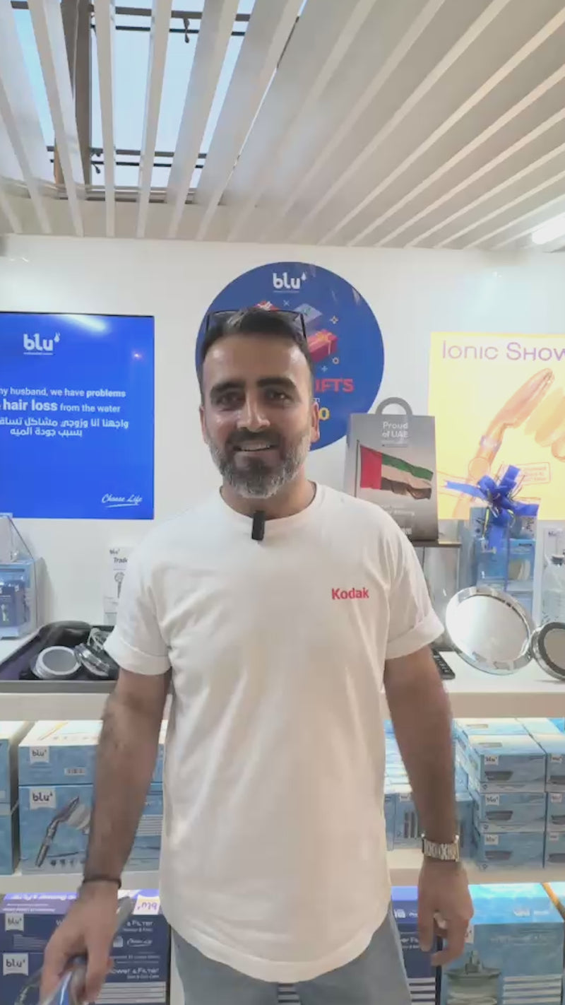 Arif from Kashmir talking about the blu Ionic Shower Head & Filter